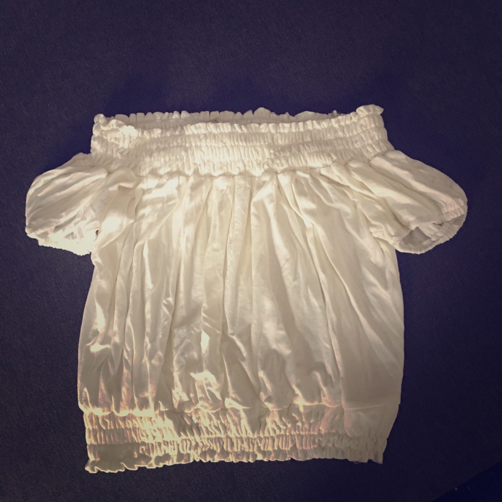 Arden B ruffled off the shoulder crop top
